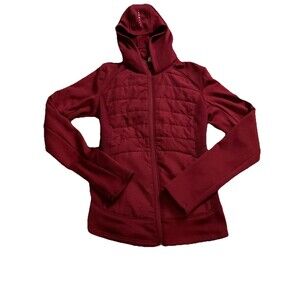 Tek Gear Hooded Jacket Women’s Full Zip Thumb Holes Medium Red